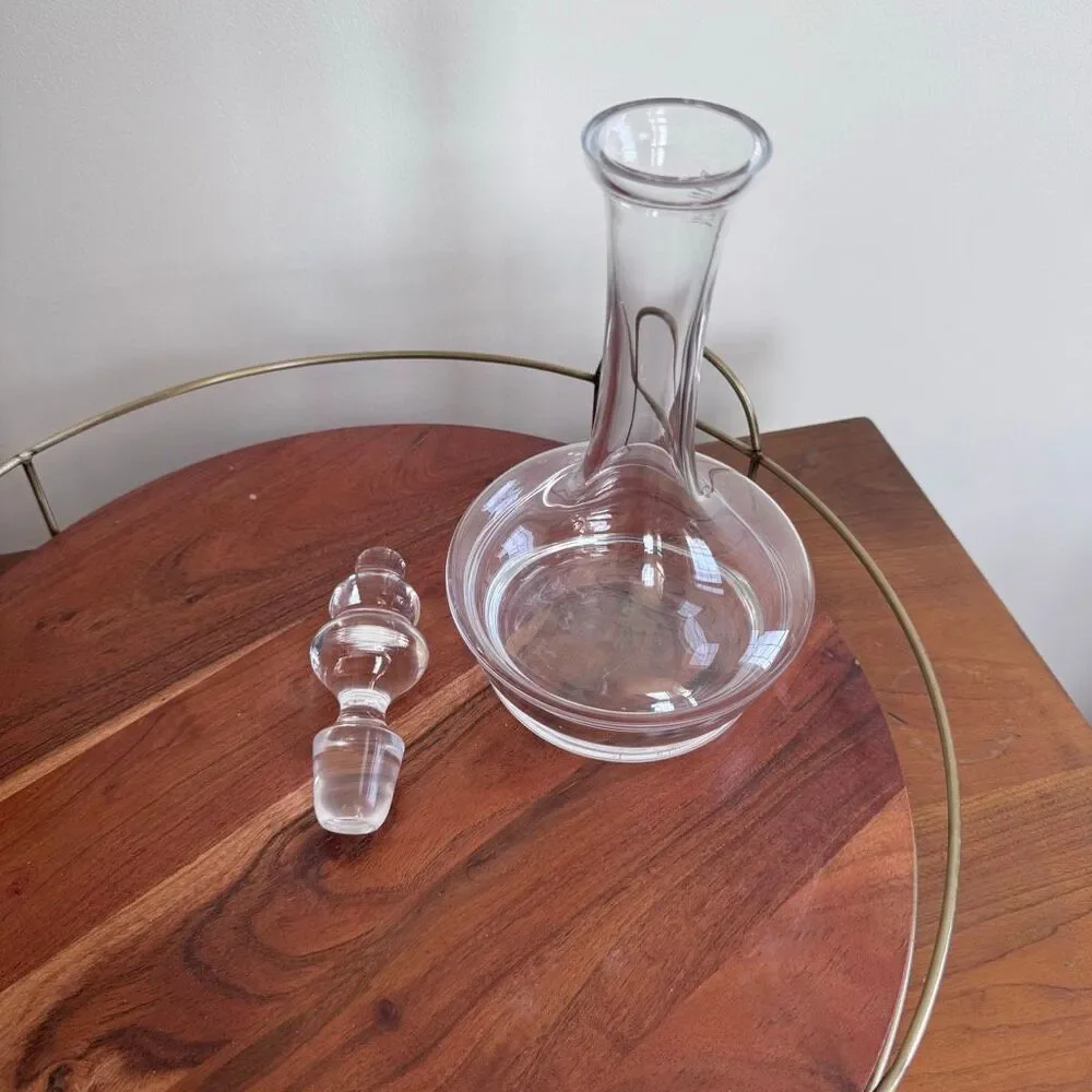 Crate & Barrel Wine Decanter Polish Glassware Handmade Krosno Minimalist Modern